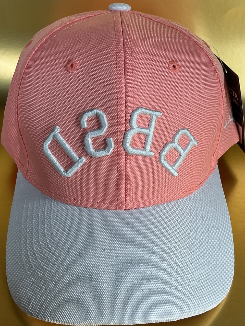 Invicta Peach / Pinkish Baseball Cap with White Raised backwards Letters BBSD